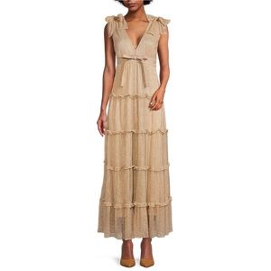 NWT a loves a Metallic Tiered Ruffle Maxi Dress